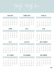 2024 Yearly Calendars - 29 FREE Printables | Printabulls