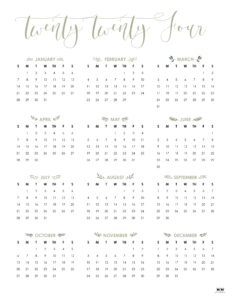 2024 Yearly Calendars - 29 FREE Printables | Printabulls