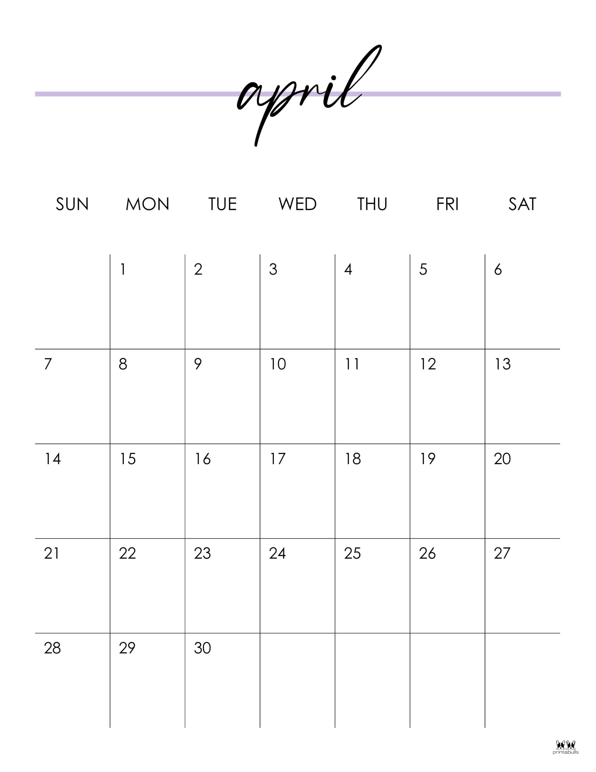 April 2024 Calendars 50 FREE Printables Printabulls