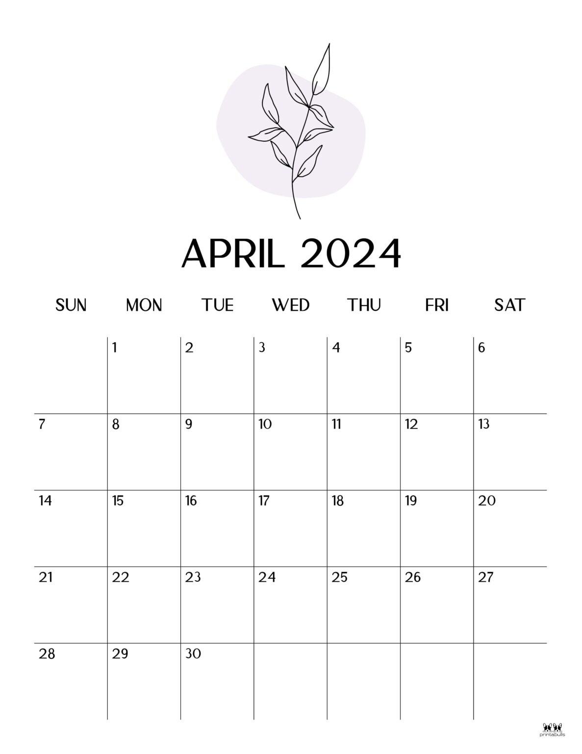 April 2024 Calendars - 50 FREE Printables | Printabulls