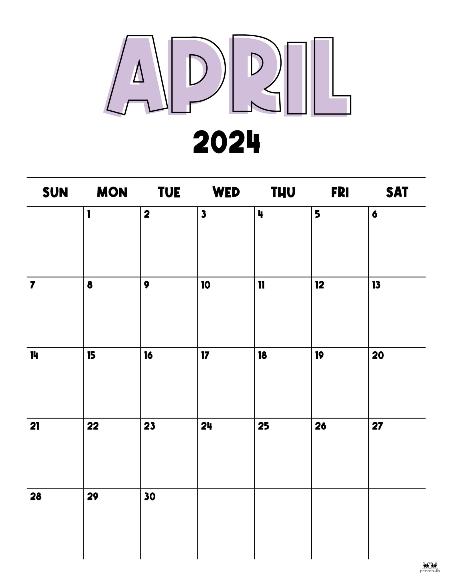 April 2024 Calendars 50 FREE Printables Printabulls