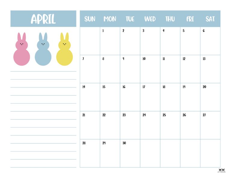 April 2024 Calendars 50 FREE Printables Printabulls