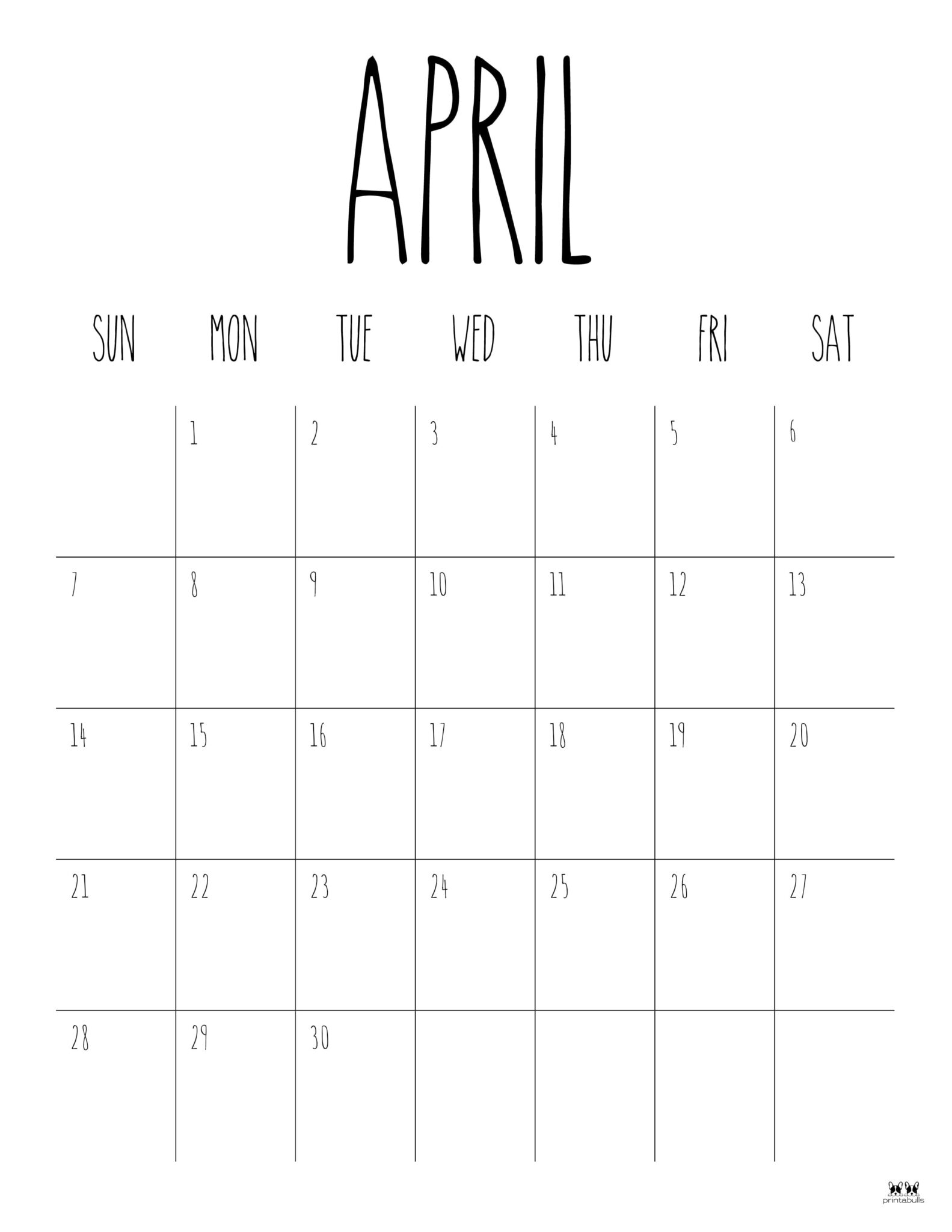 April 2024 Calendars 50 FREE Printables Printabulls