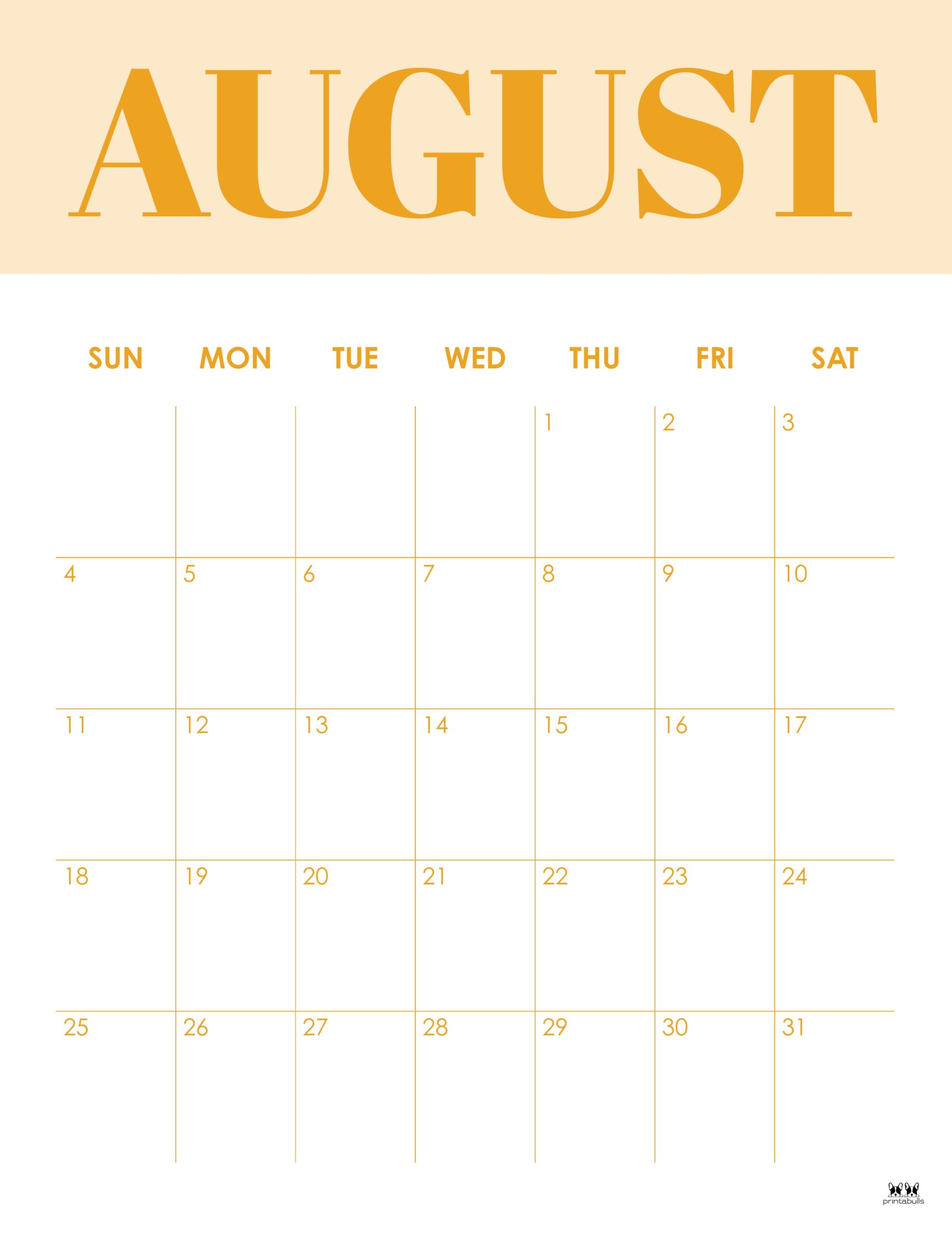 August 2024 Calendars 50 FREE Printables Printabulls