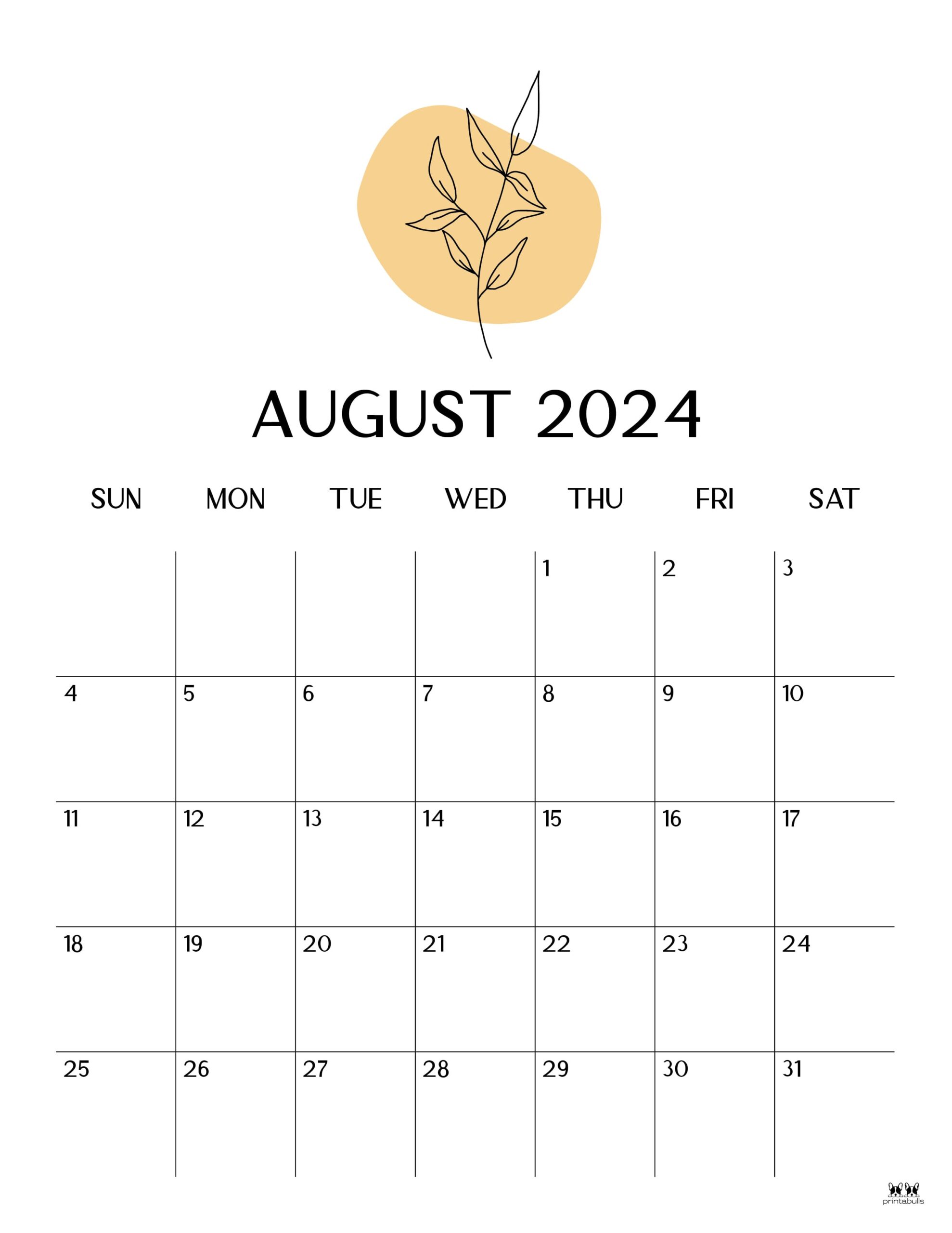 August 2024 Calendars 50 FREE Printables Printabulls