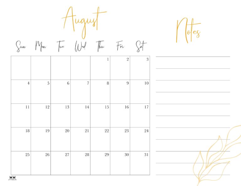 August 2024 Calendars - 50 Free Printables 