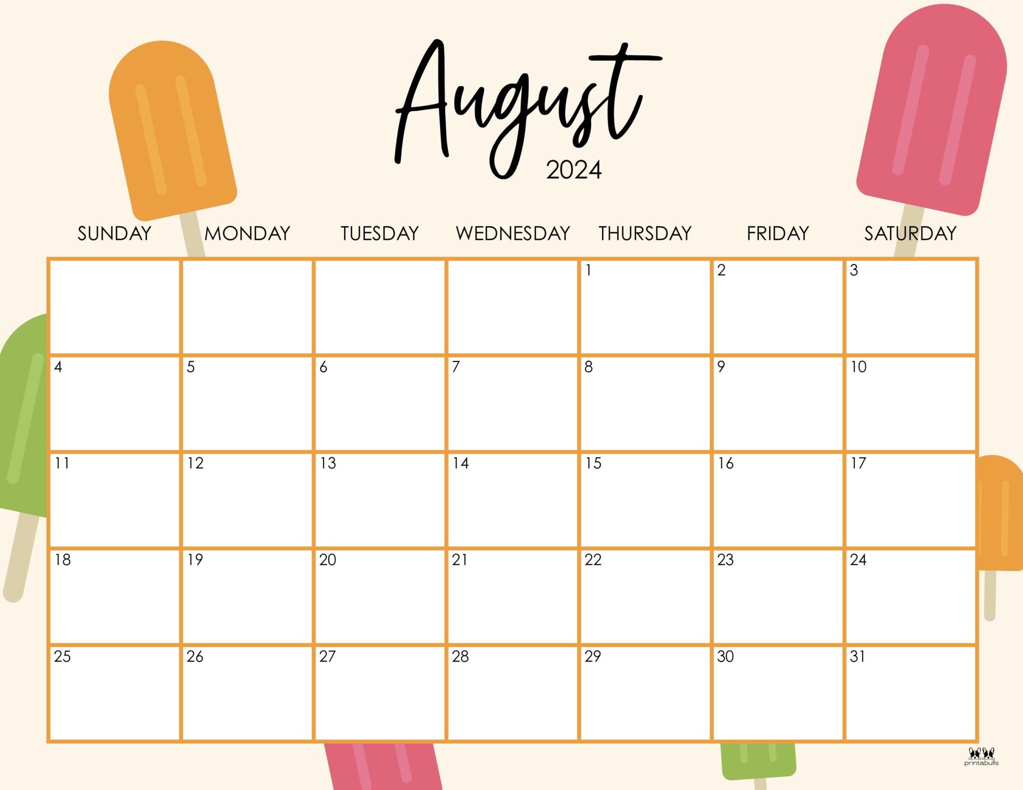 August 2024 Calendars 50 FREE Printables Printabulls