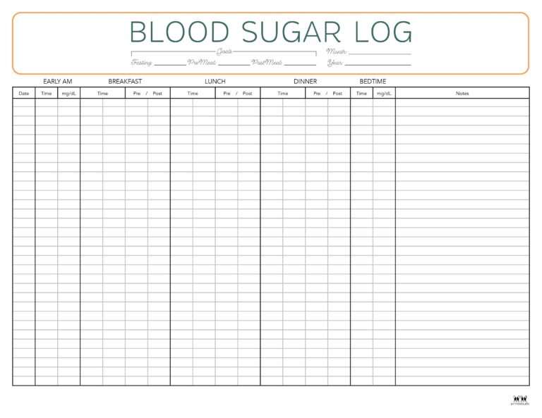 Blood Sugar Logs - 25 FREE Logs & Trackers | Printabulls