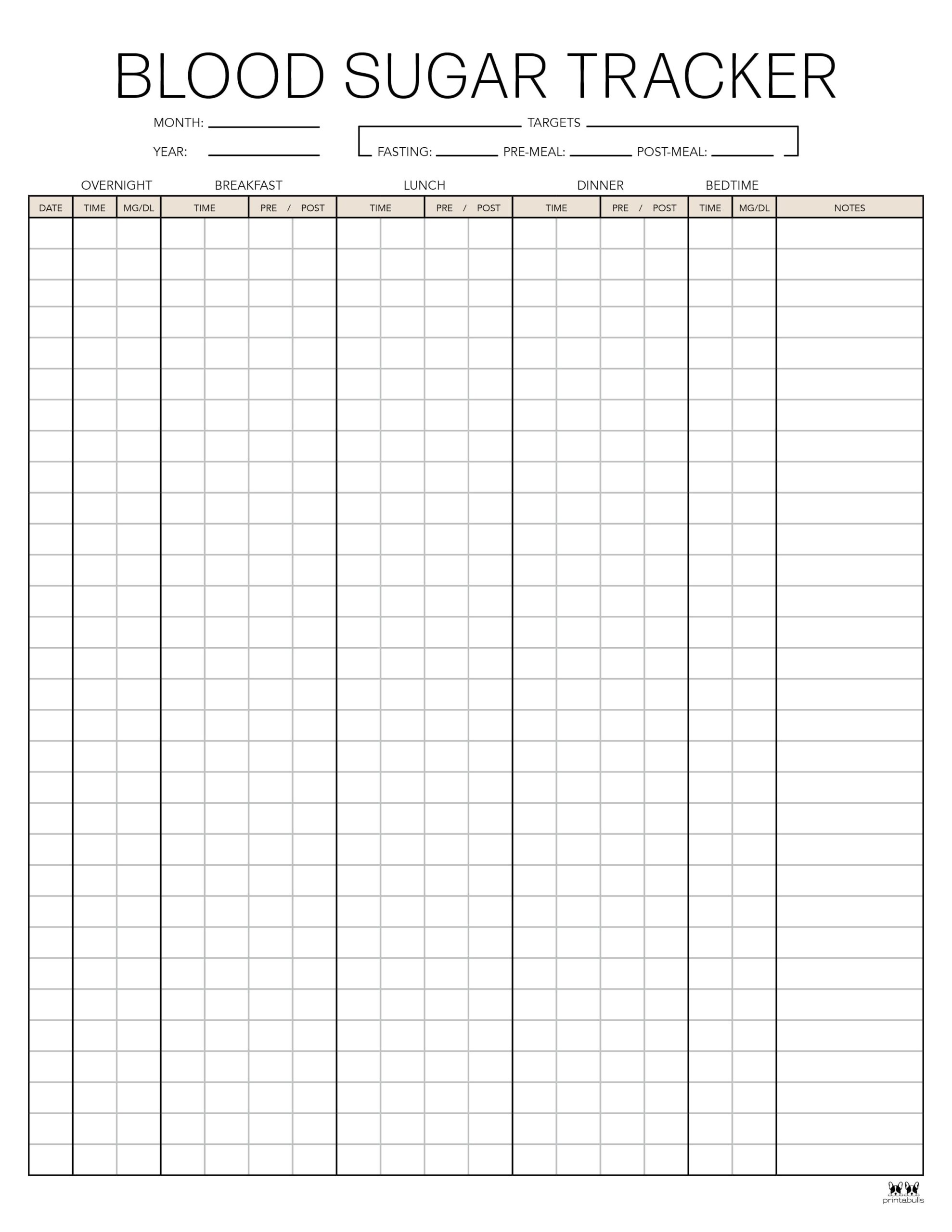 Blood Sugar Logs 25 FREE Logs & Trackers Printabulls