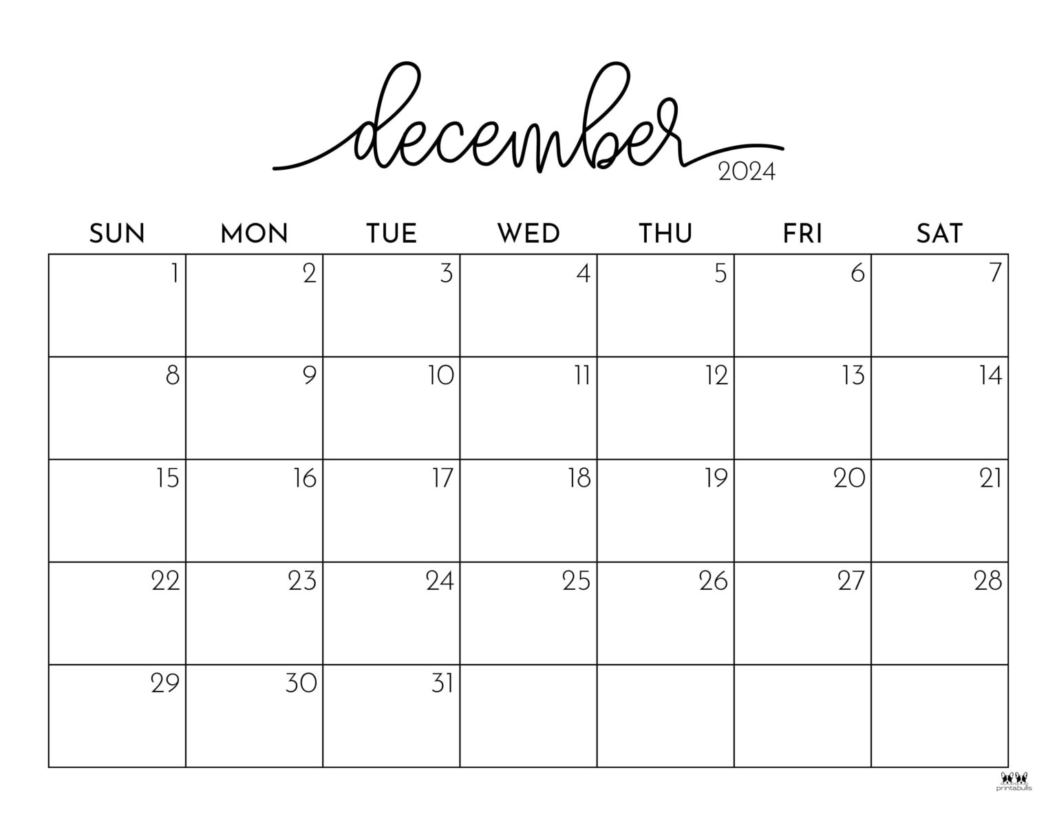 December 2024 Calendars 50 FREE Printables Printabulls