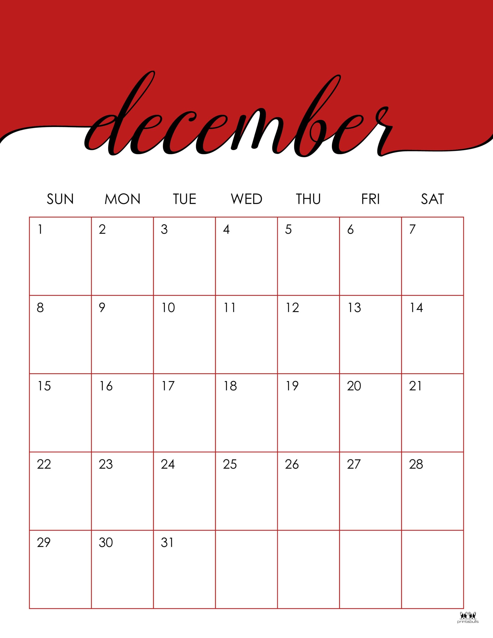 December 2024 Calendars 50 FREE Printables Printabulls