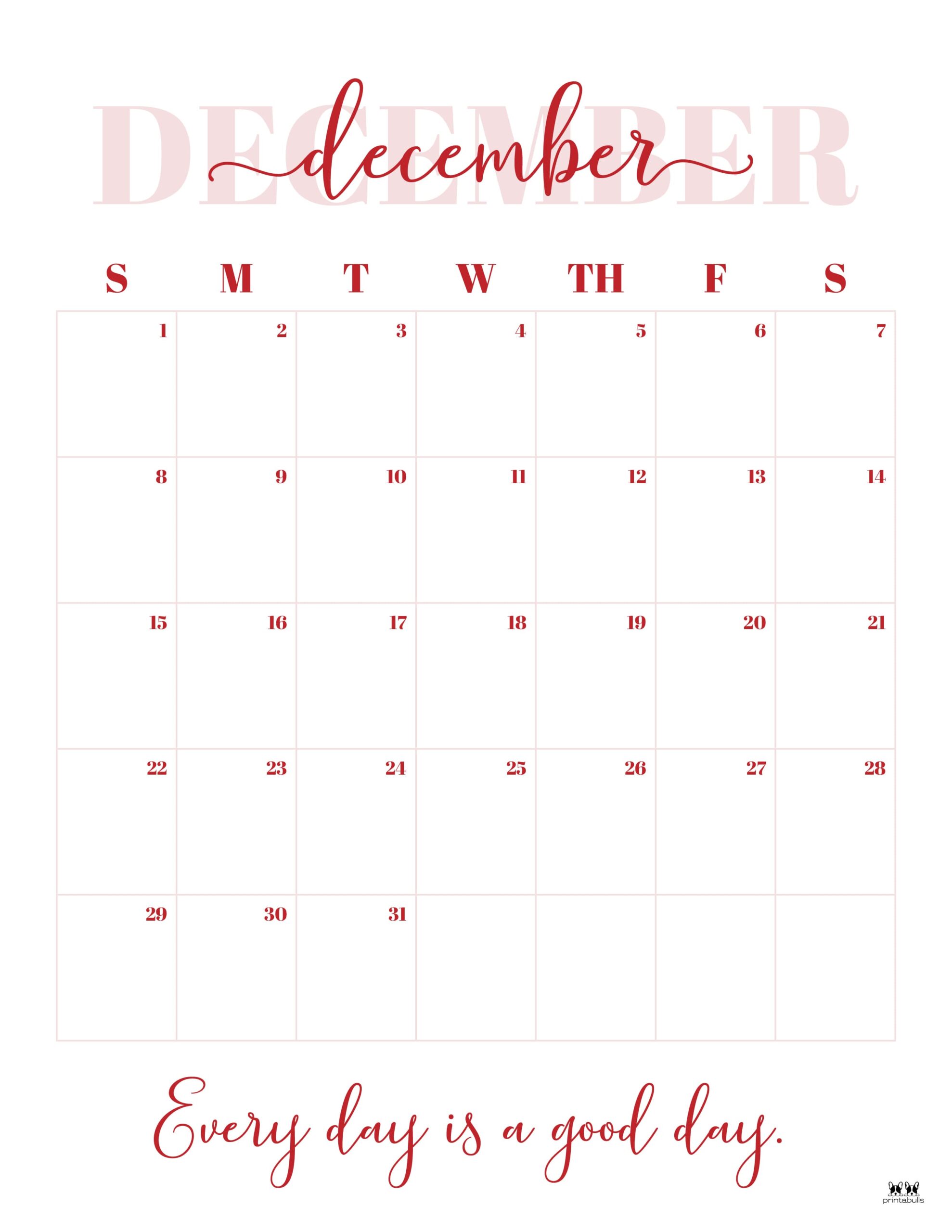 December 2024 Calendars 50 FREE Printables Printabulls