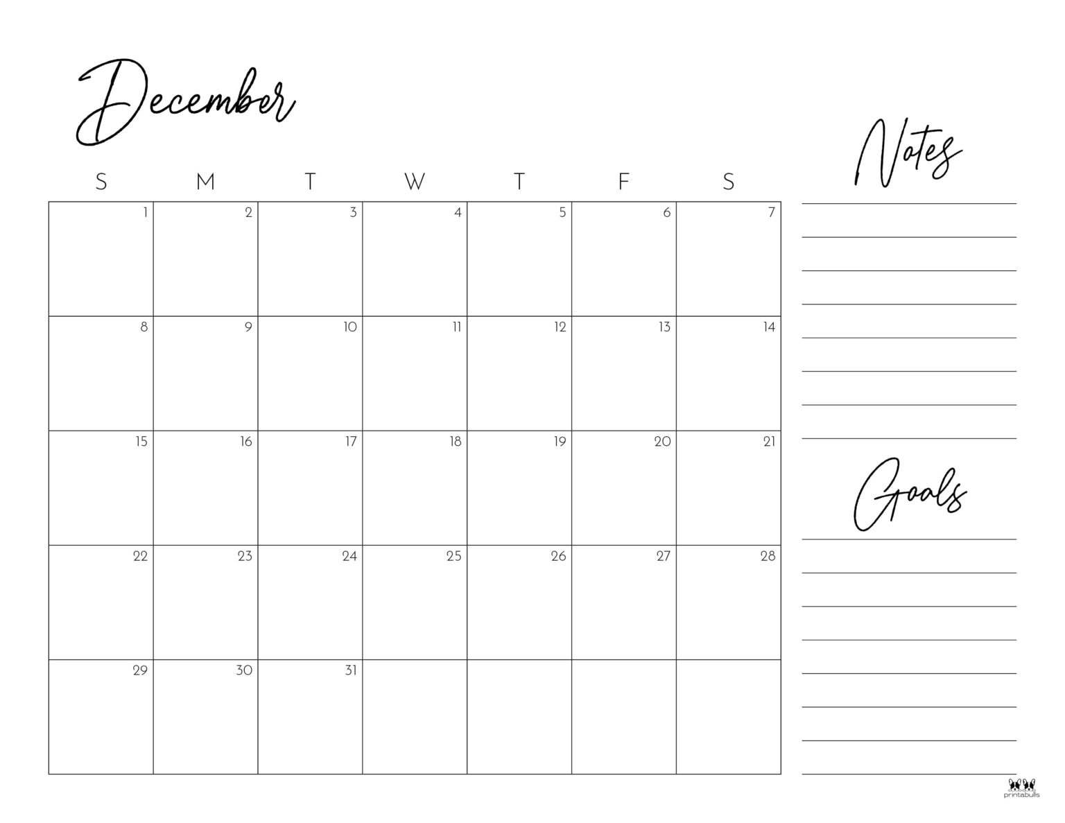 December 2024 Calendars 50 FREE Printables Printabulls