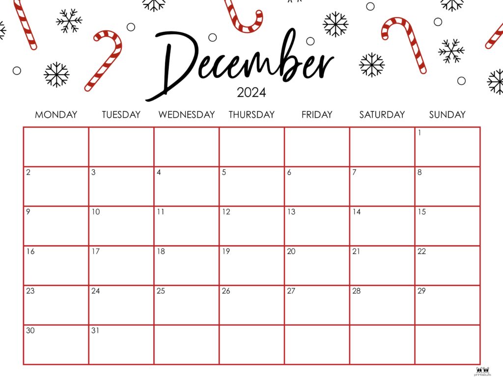 Free Printable Calendar December 2024 Codee Lindie