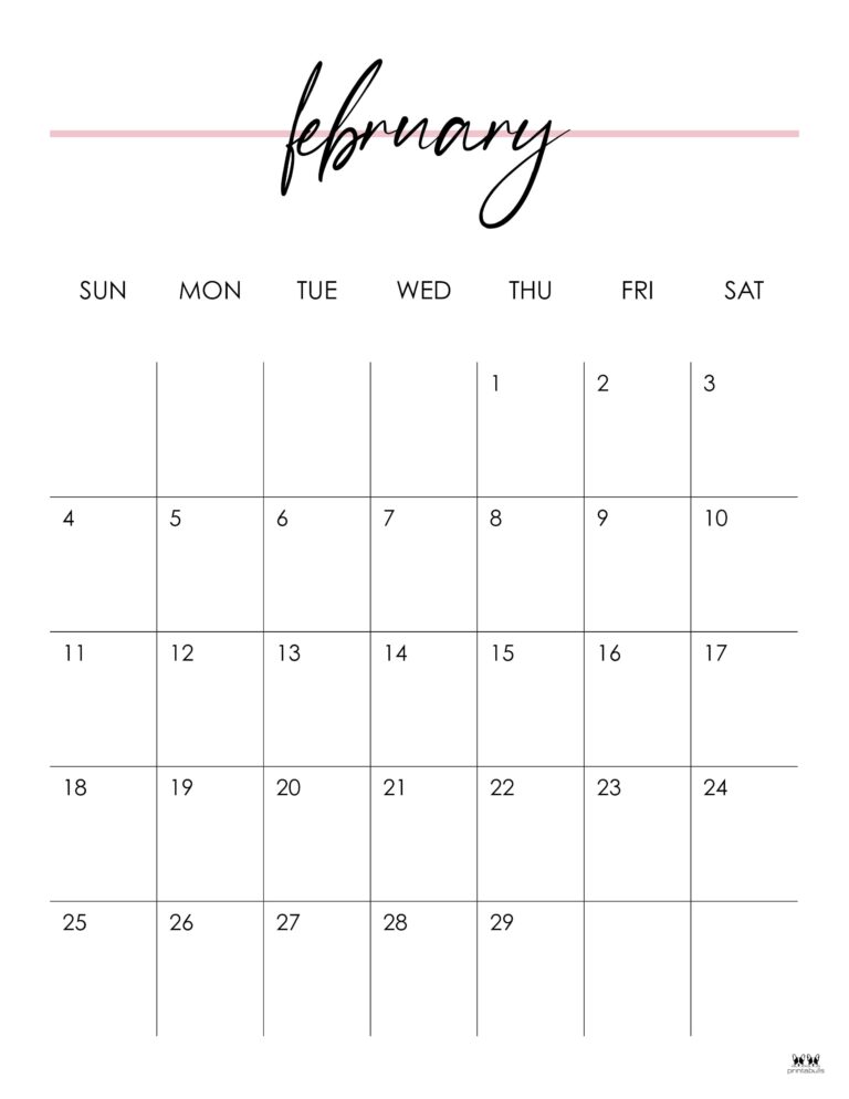 February 2024 Calendars - 50 FREE Printables | Printabulls