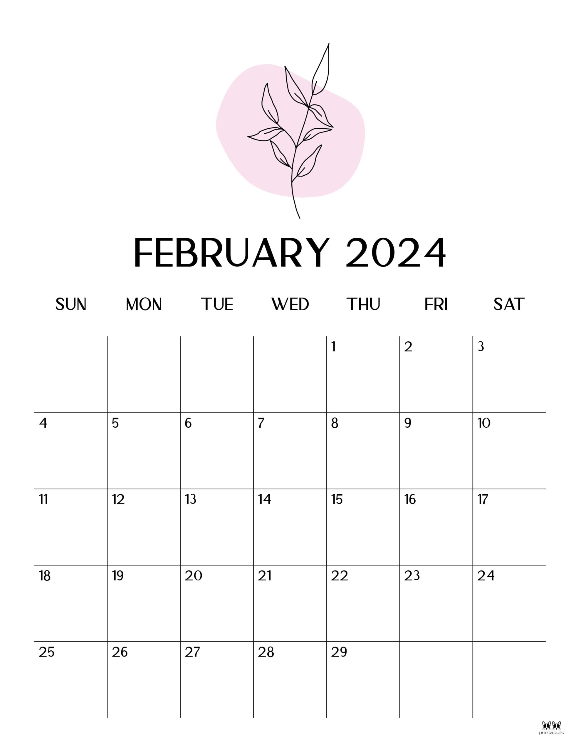 February 2024 Calendars - 50 FREE Printables | Printabulls