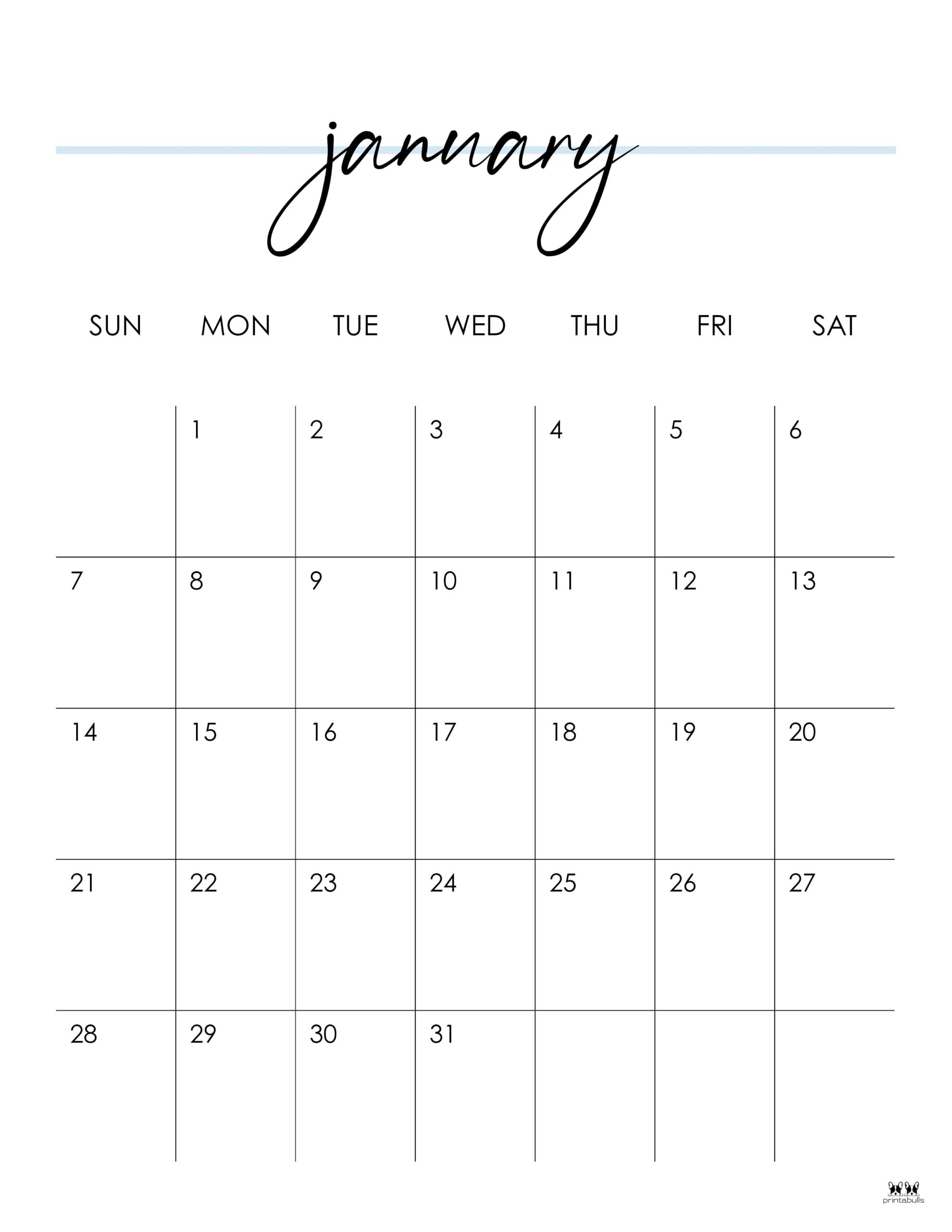 January 2024 Calendars 50 FREE Printables Printabulls