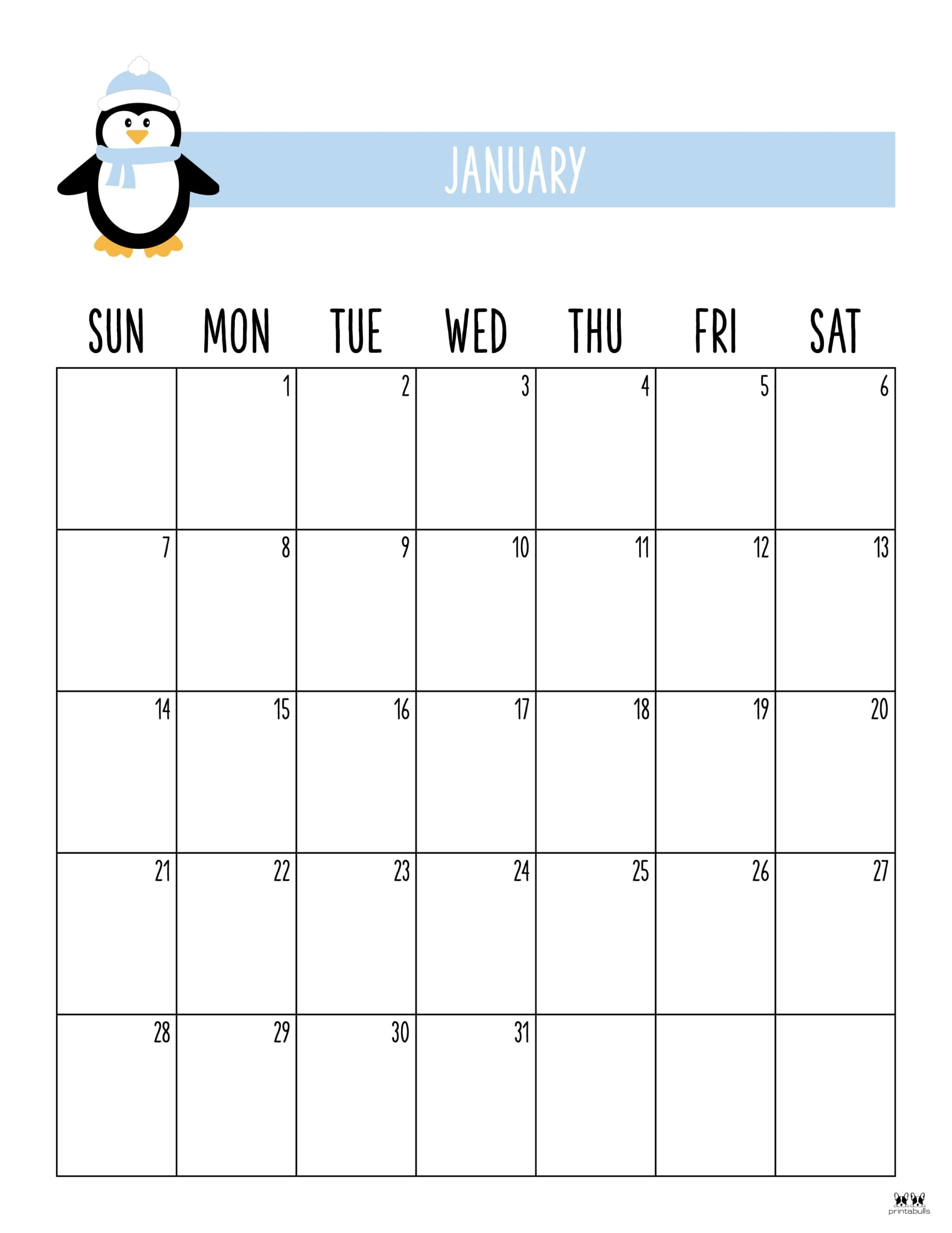 January 2024 Calendars 50 FREE Printables Printabulls