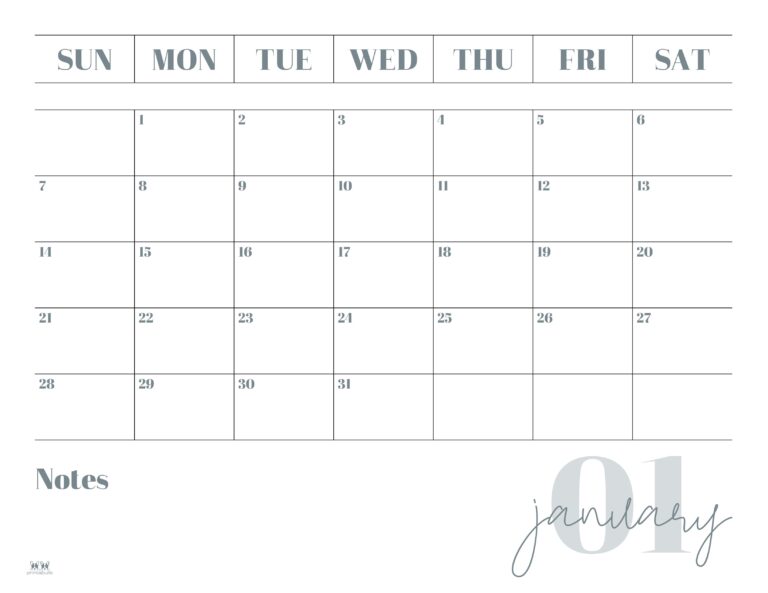 January 2024 Calendars - 50 FREE Printables | Printabulls