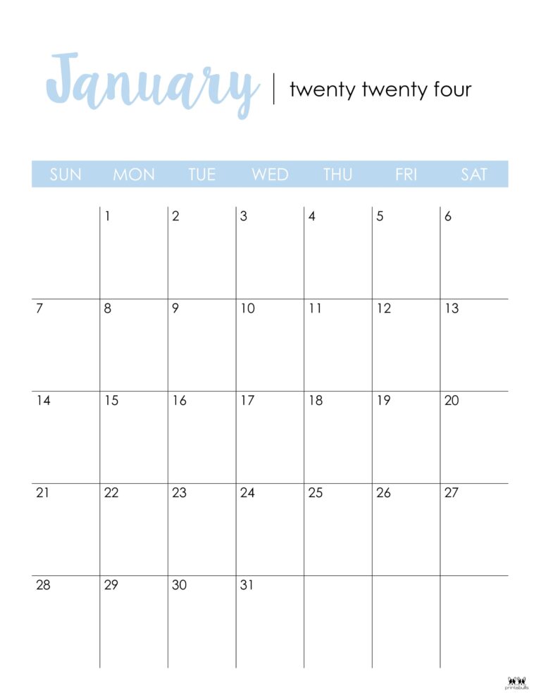 January 2024 Calendars - 50 Free Printables 