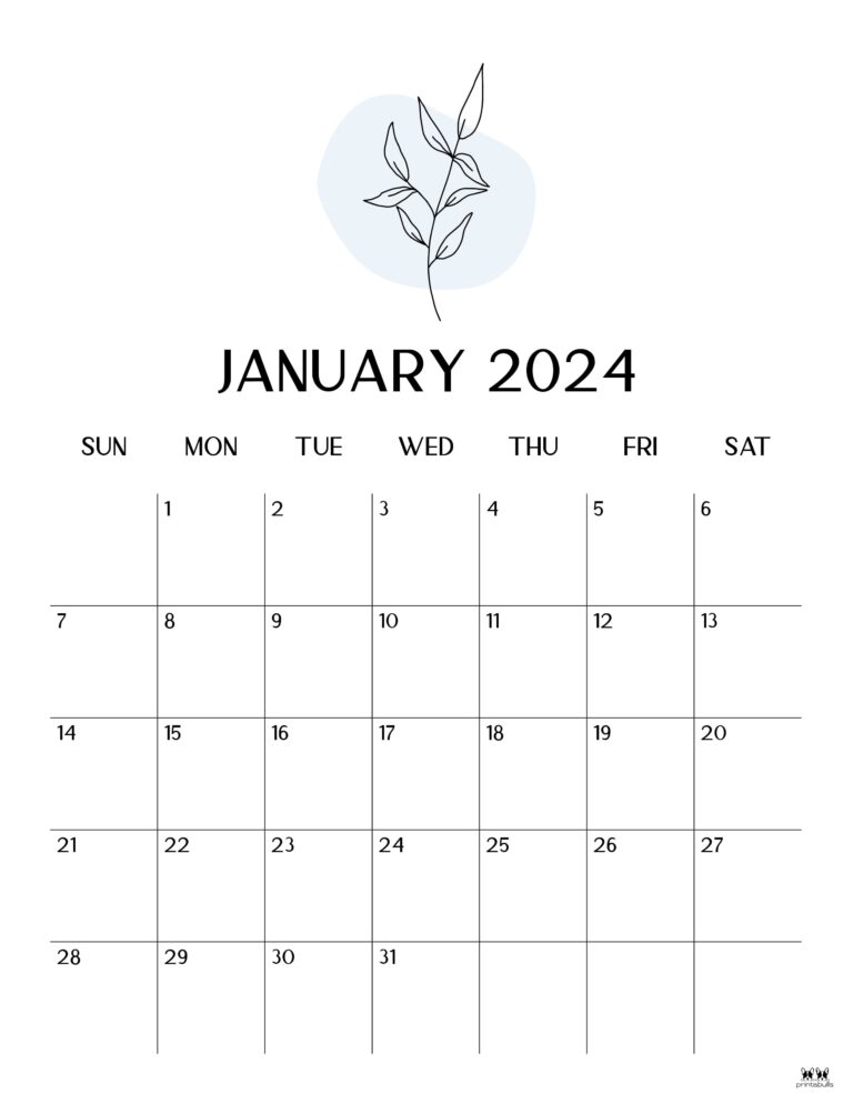 January 2024 Calendars - 50 FREE Printables | Printabulls