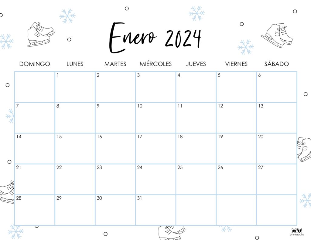 Calendario 2024 Calendario Mensual 2024 PRINTABLE Spanish Calendar 2024  Minimal Calendar in Spanish Planner Horizontal Calendar A4 Letter 