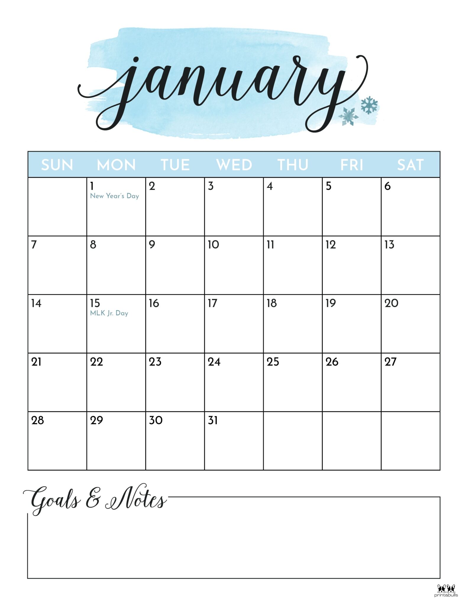 January 2024 Calendars - 50 FREE Printables | Printabulls