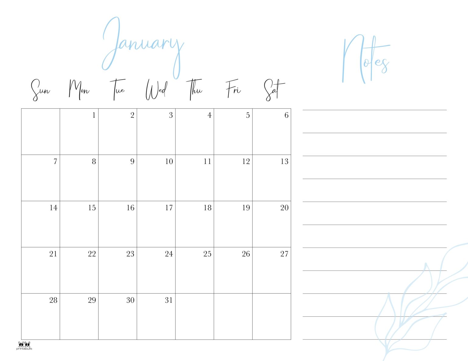 January 2024 Calendars 50 FREE Printables Printabulls