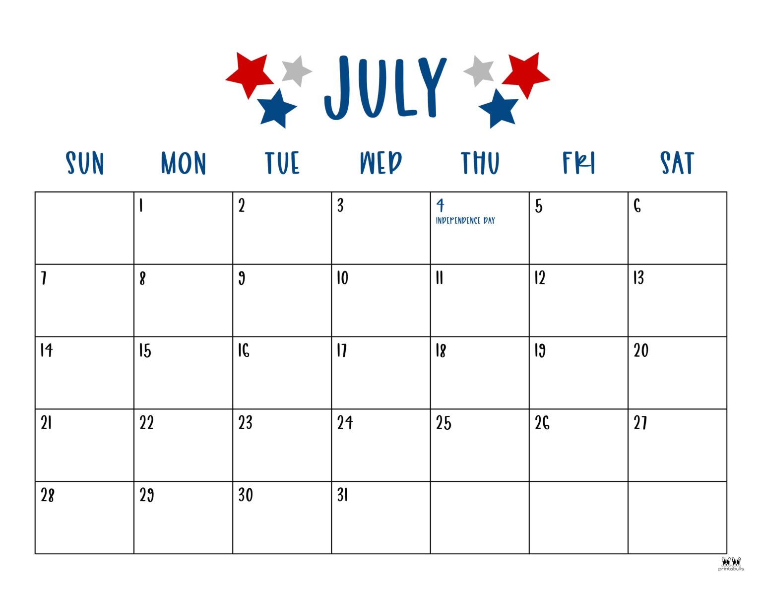 July 2024 Calendars 50 FREE Printables Printabulls