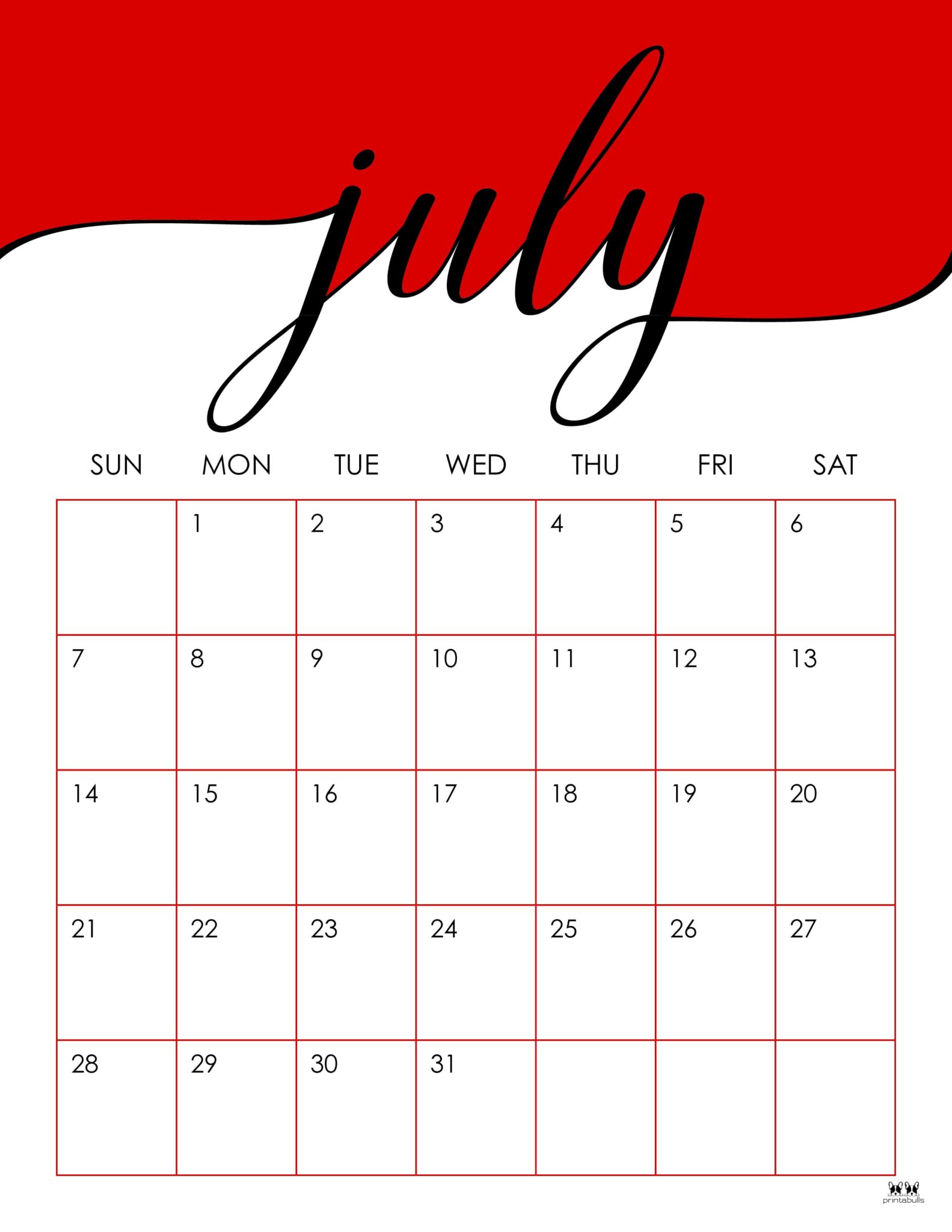 July 2024 Calendars 50 FREE Printables Printabulls