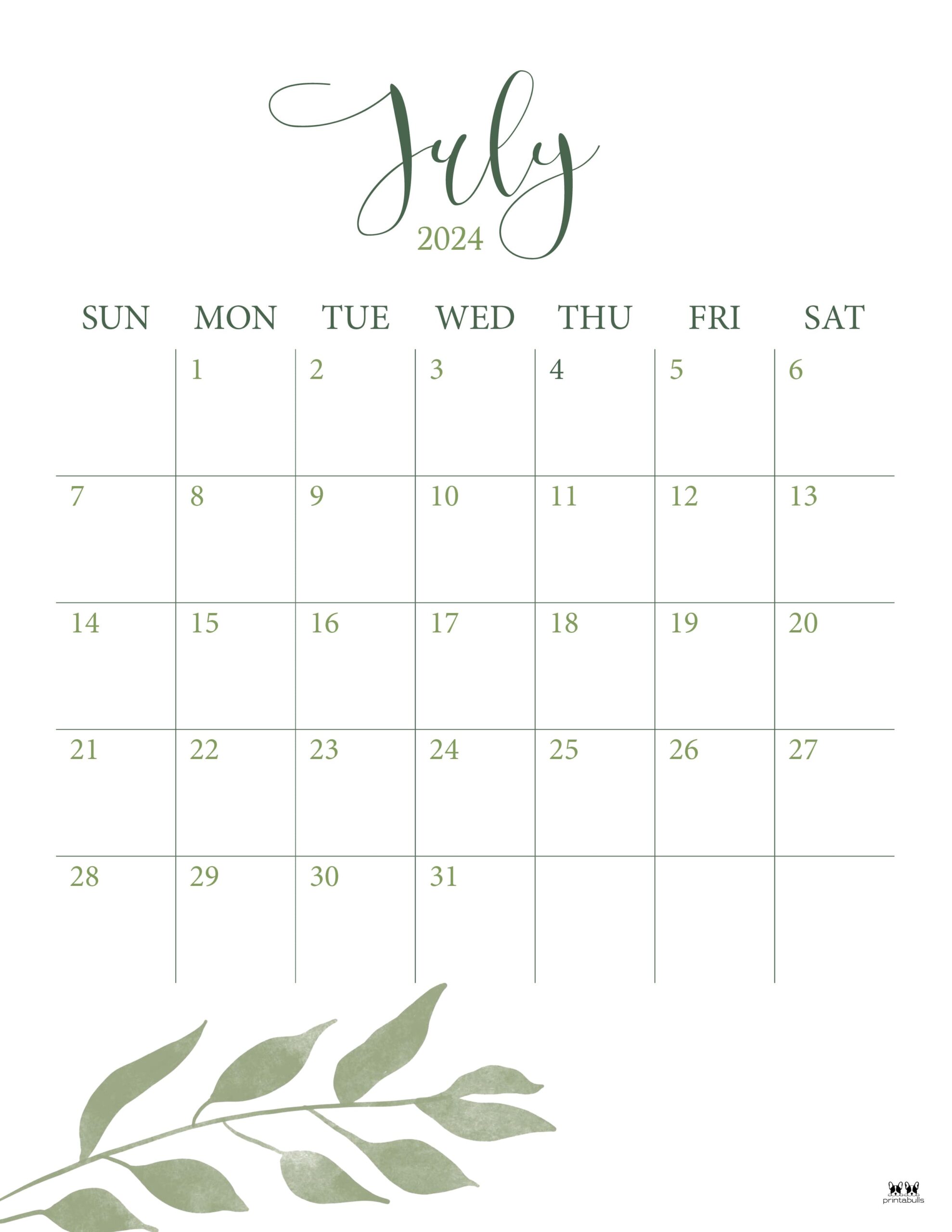 July 2024 Calendars - 50 Free Printables 