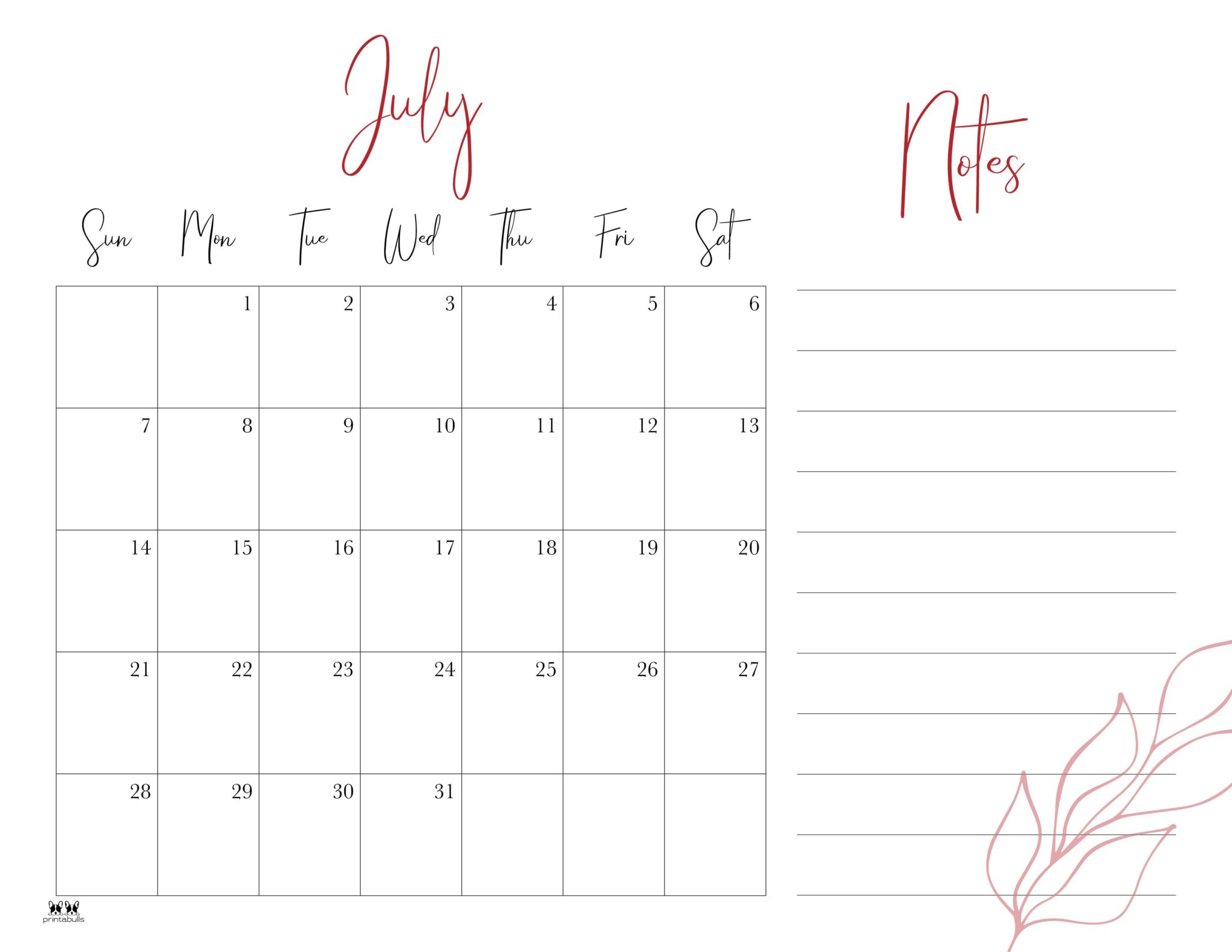 July 2024 Calendars 50 FREE Printables PrintaBulk