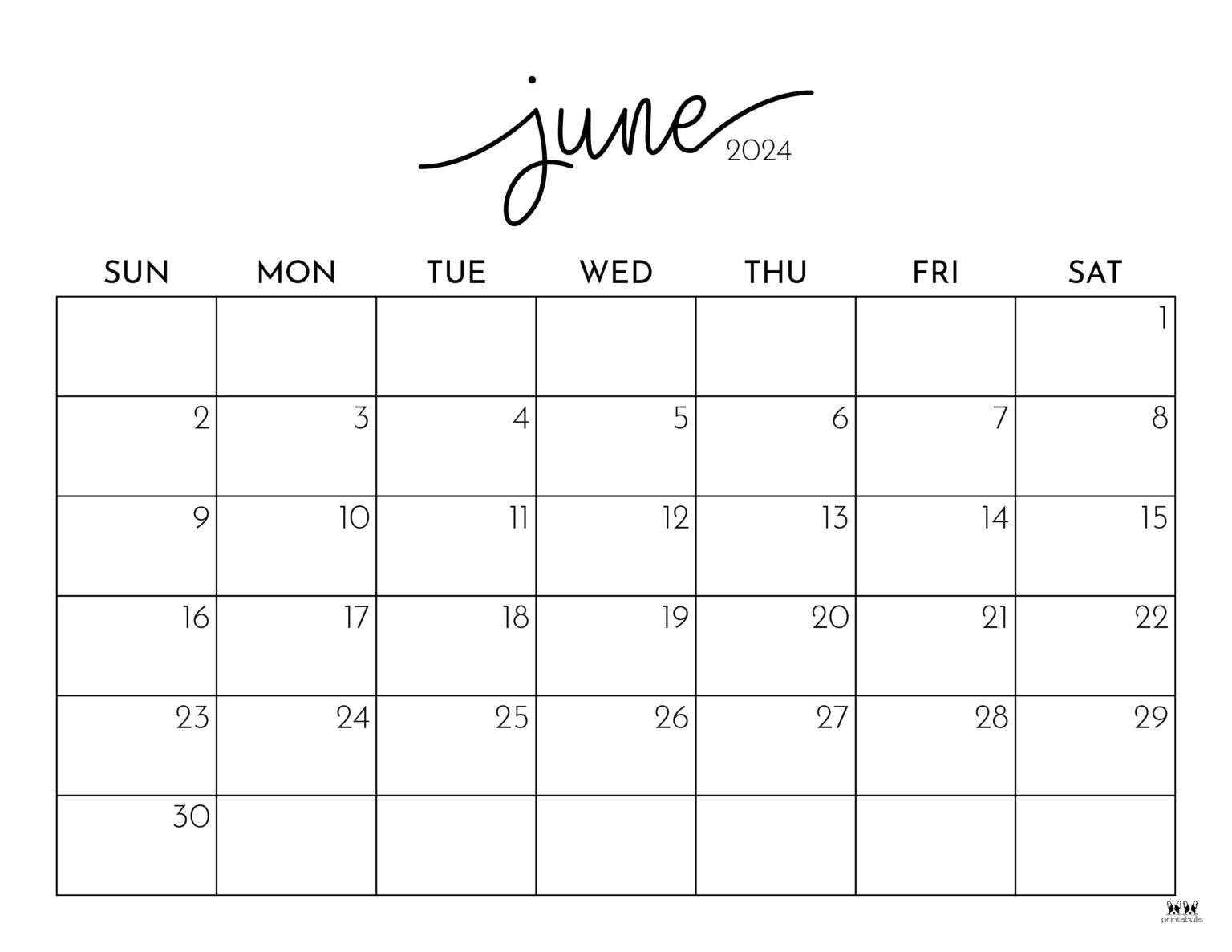 June 2024 Calendars 50 FREE Printables Printabulls