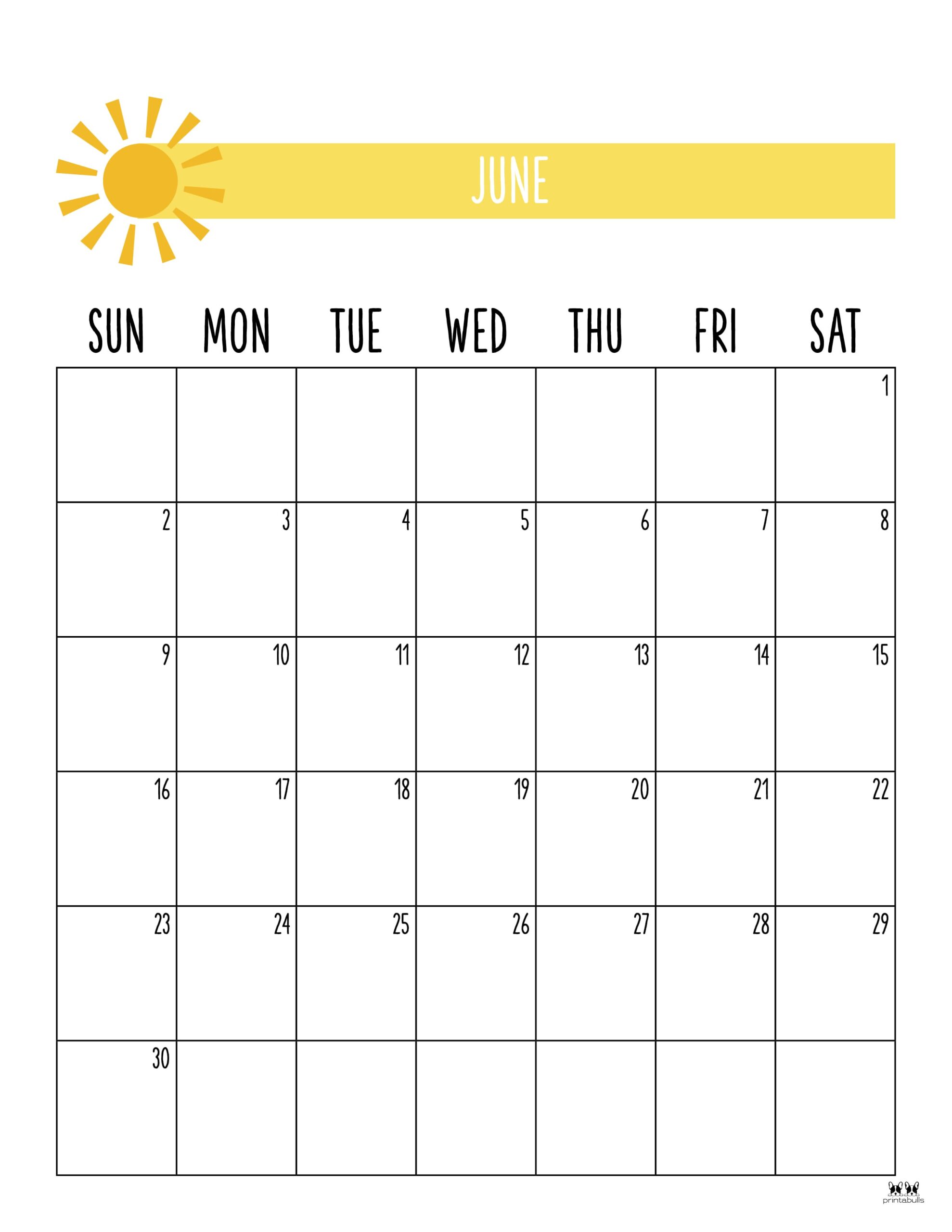 June 2024 Calendars - 50 FREE Printables | Printabulls