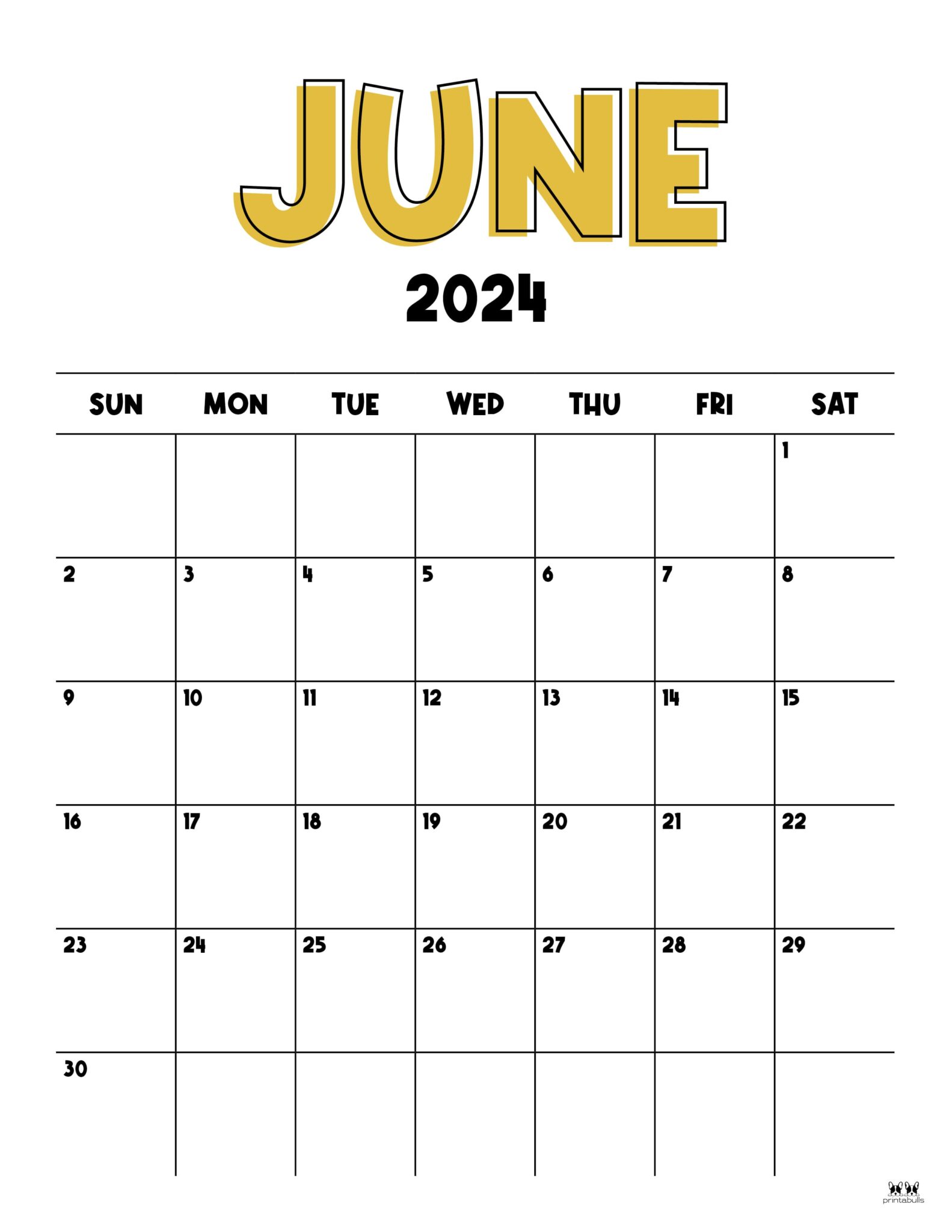 June 2024 Calendars 50 FREE Printables Printabulls