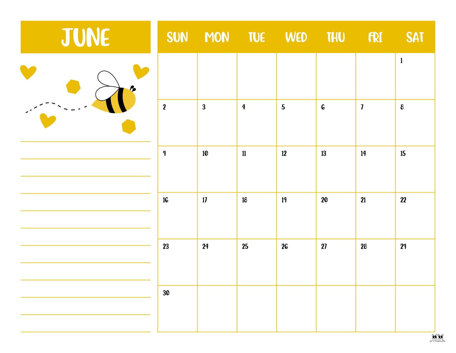 June 2024 Calendars - 50 FREE Printables | Printabulls