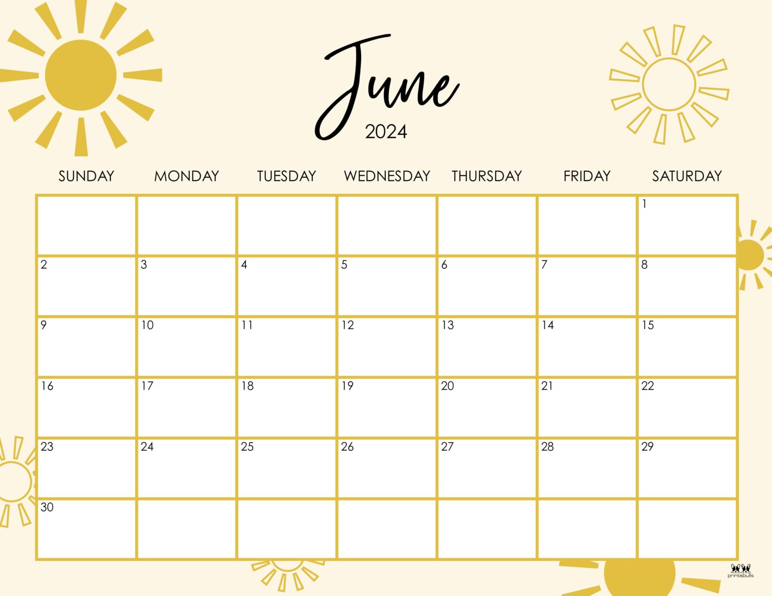 June 2024 Calendars 50 FREE Printables Printabulls