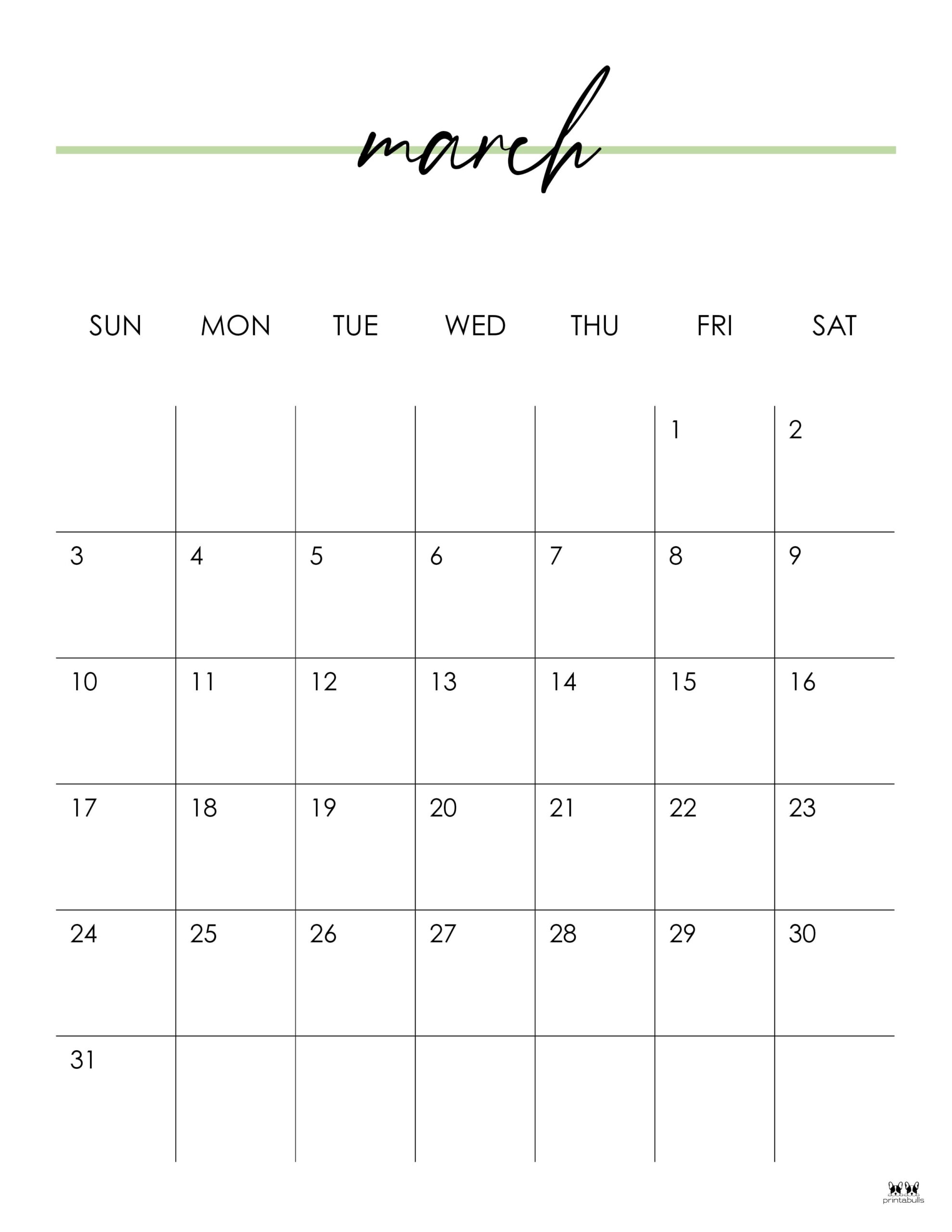 March 2024 Calendars 50 FREE Printables Printabulls