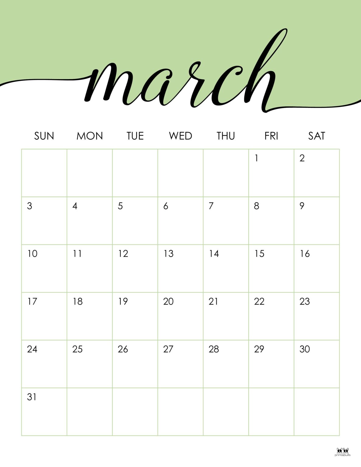 March 2024 Calendars - 50 FREE Printables | Printabulls