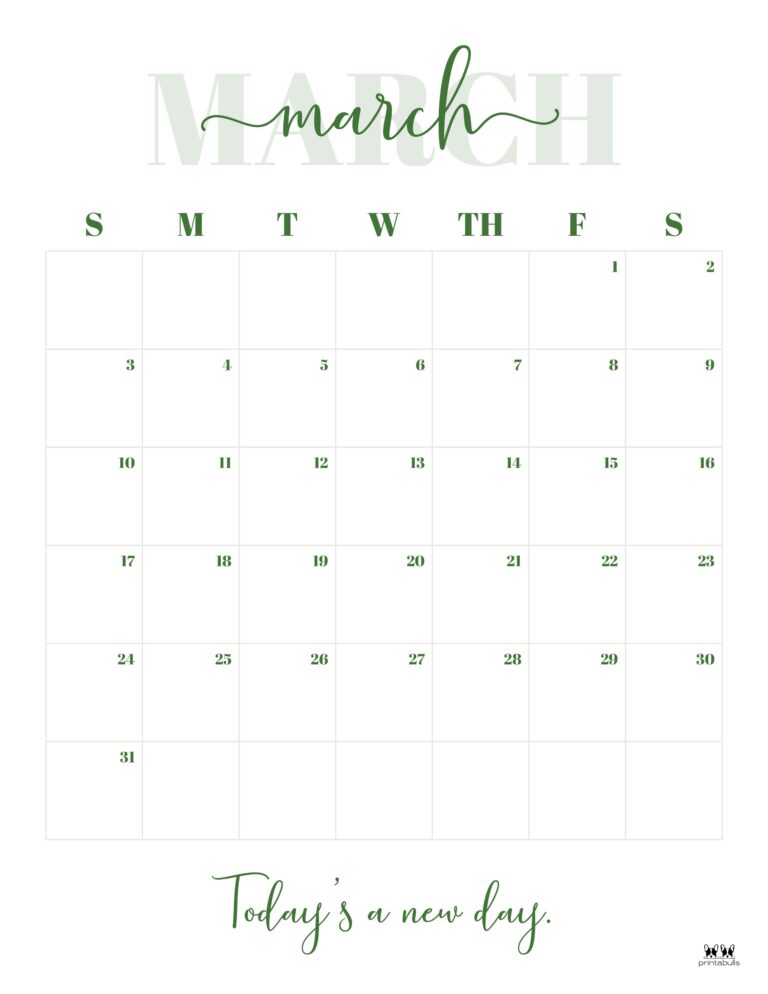 March 2024 Calendars 50 FREE Printables Printabulls