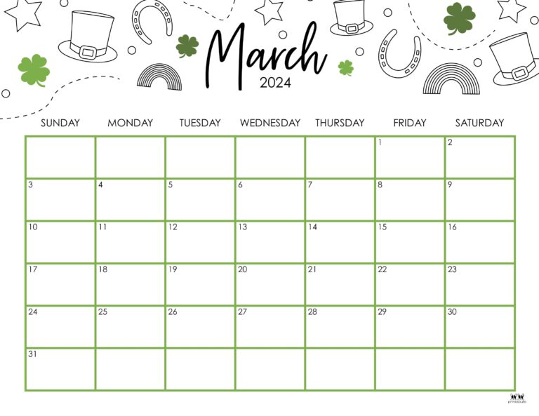 March 2024 Calendars - 50 FREE Printables | Printabulls