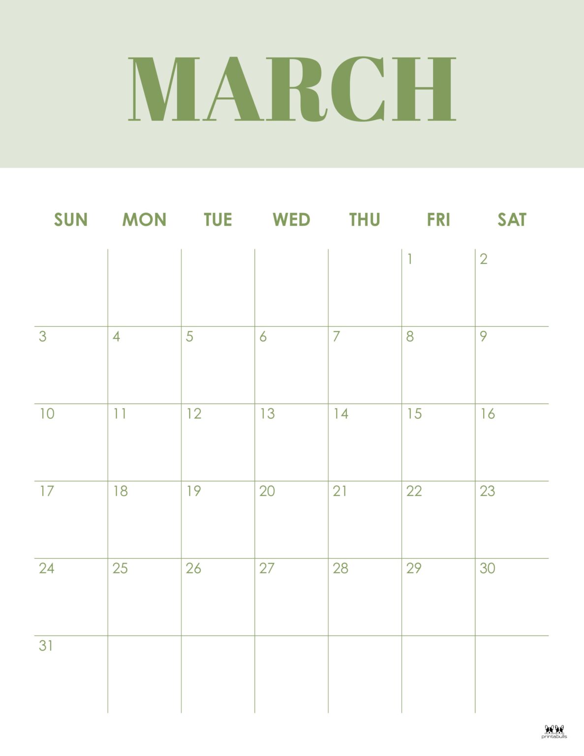 March 2024 Calendars - 50 FREE Printables | Printabulls