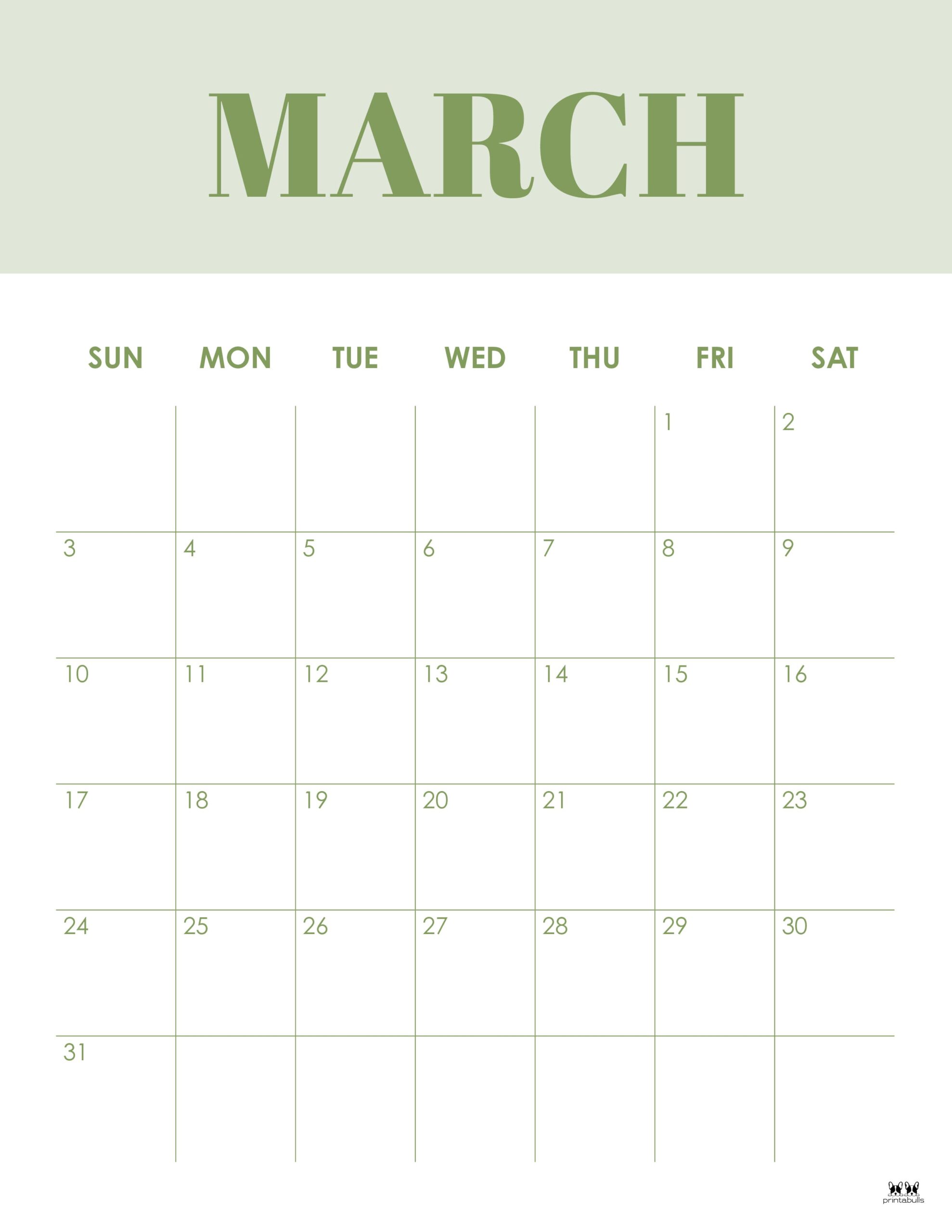 March 2024 Calendars 50 FREE Printables Printabulls