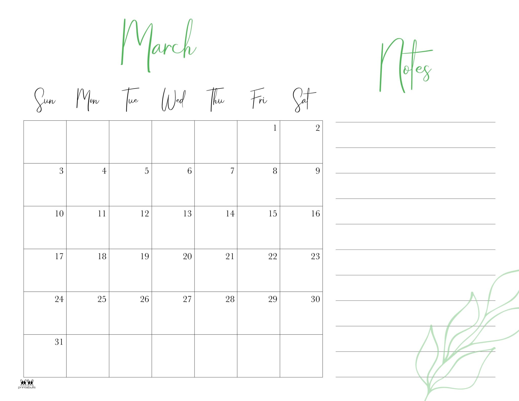 March 2024 Calendars 50 FREE Printables Printabulls