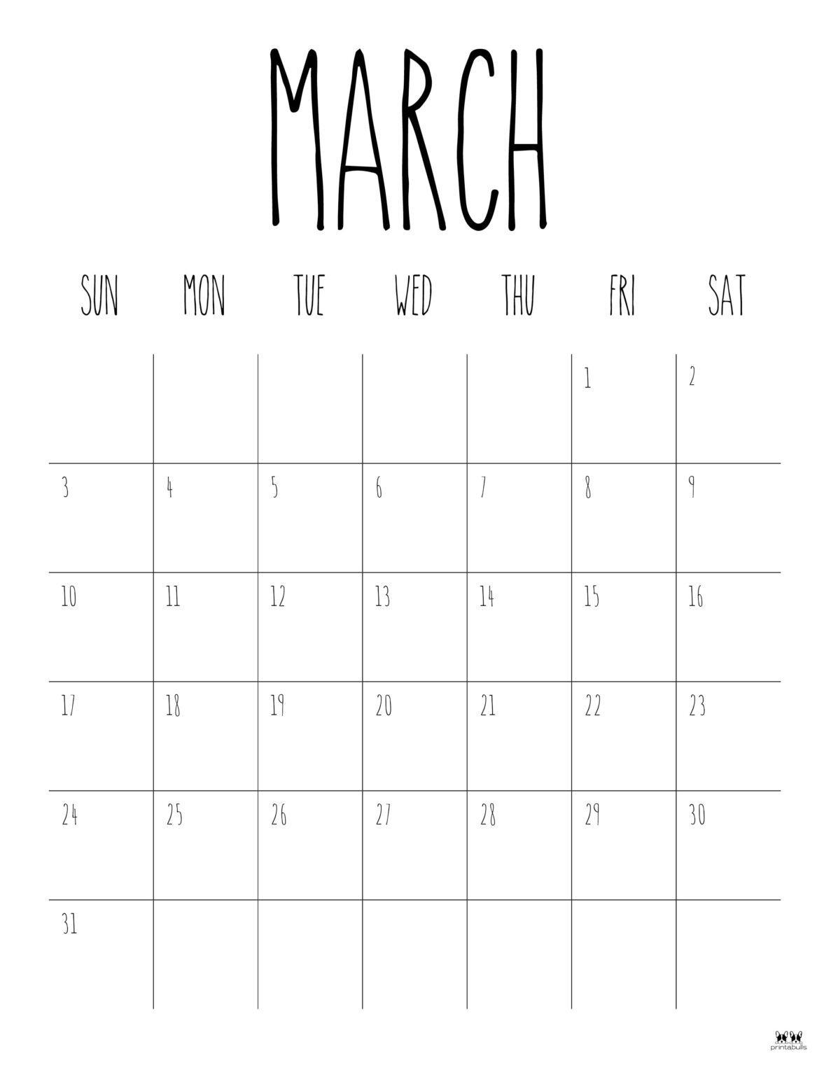 March 2024 Calendars 50 FREE Printables Printabulls