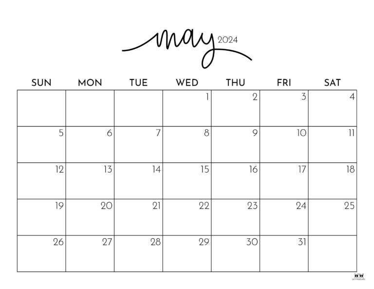 May 2024 Calendars - 50 FREE Printables | Printabulls