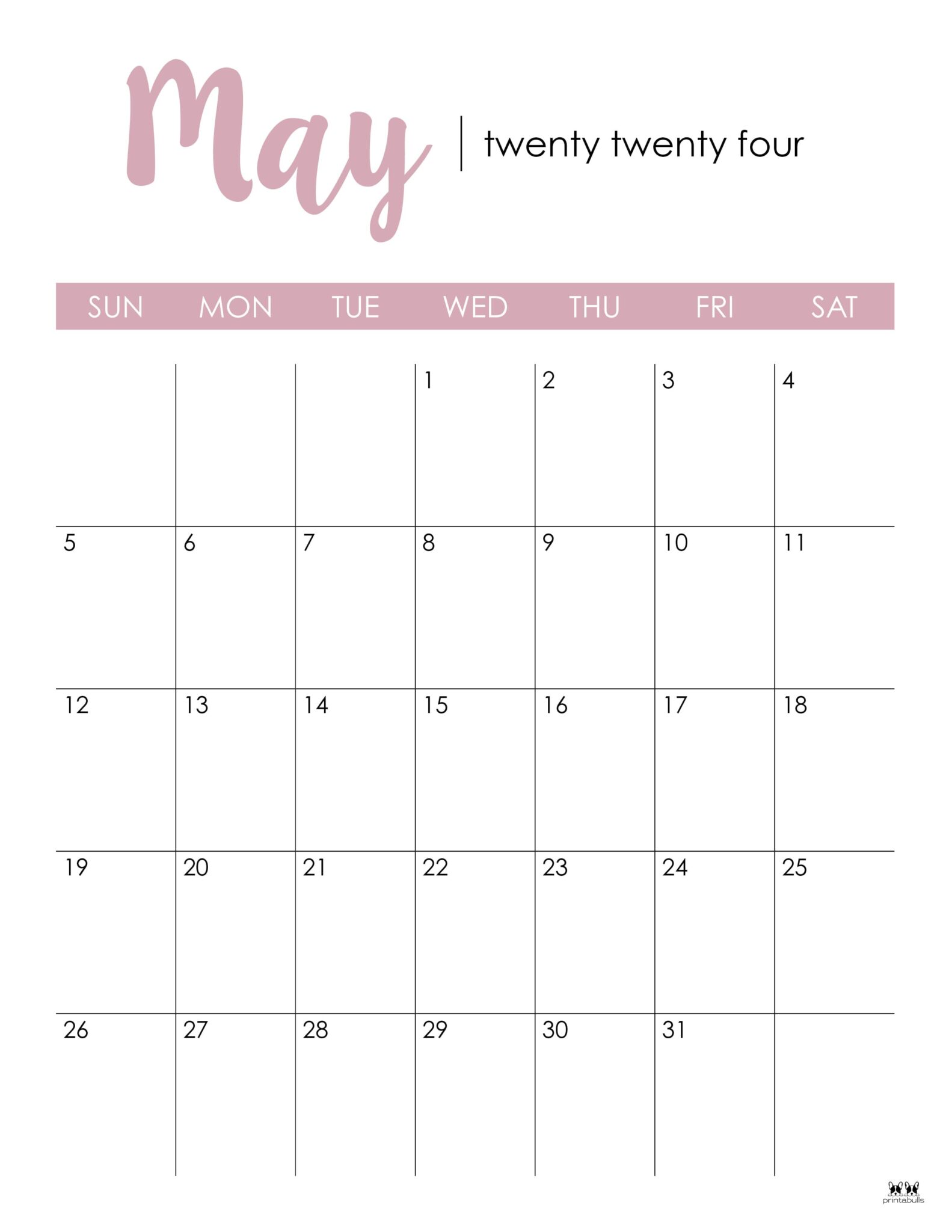 May 2024 Calendars - 50 FREE Printables | Printabulls