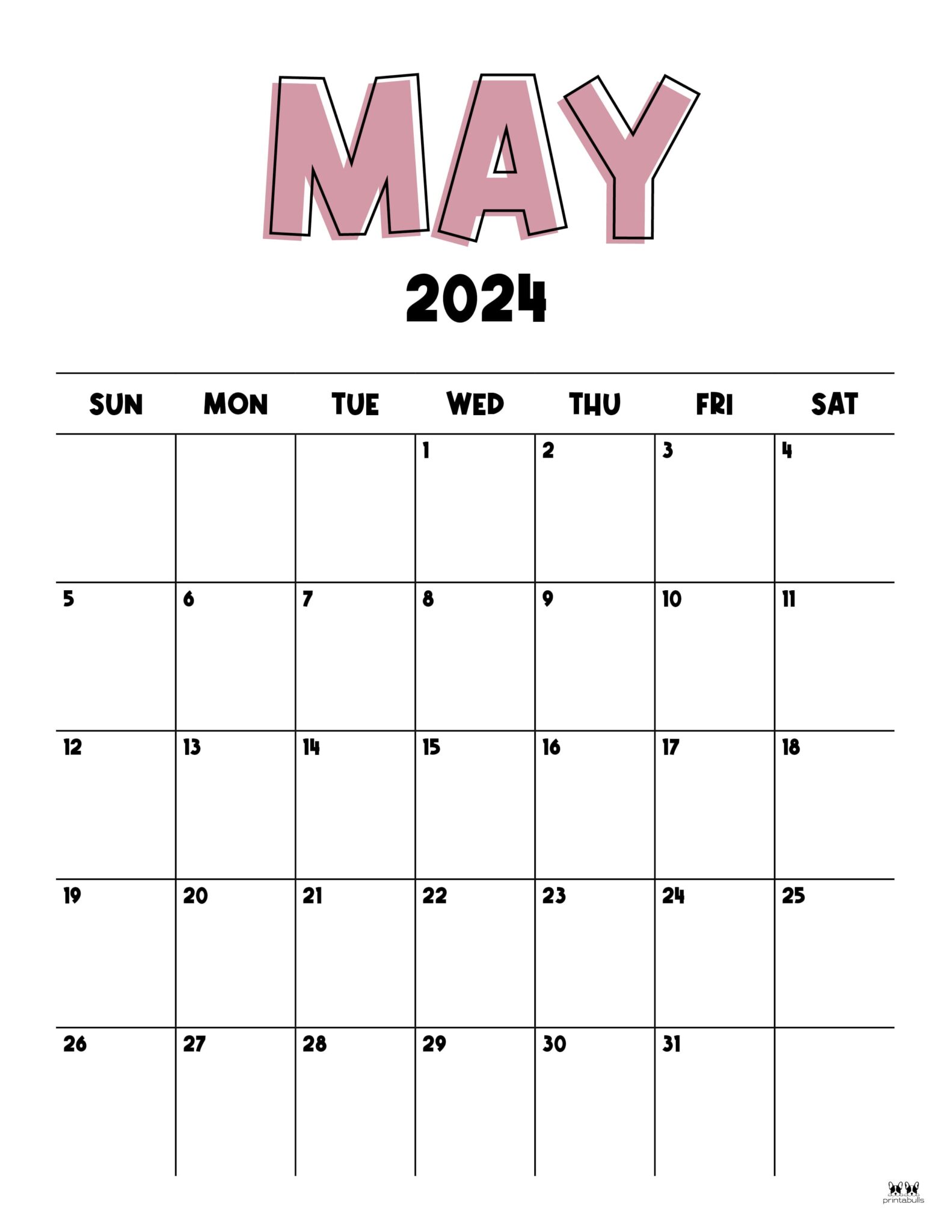 May 2024 Calendars 50 FREE Printables Printabulls