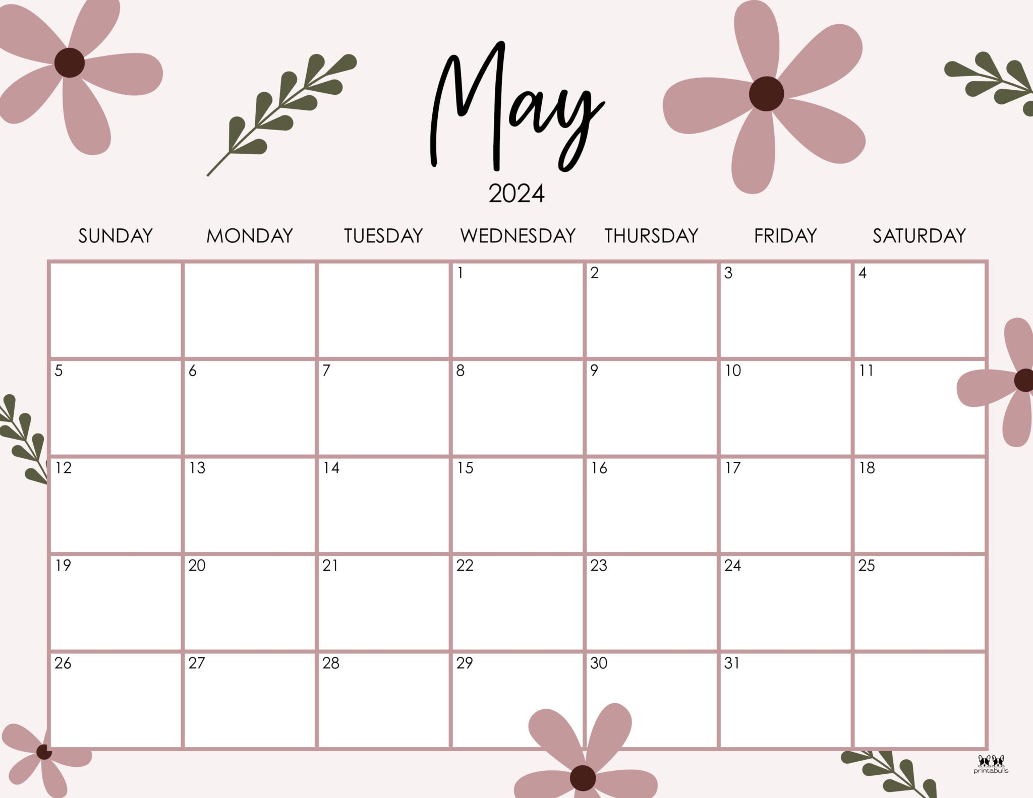 May 2024 Calendars 50 FREE Printables Printabulls