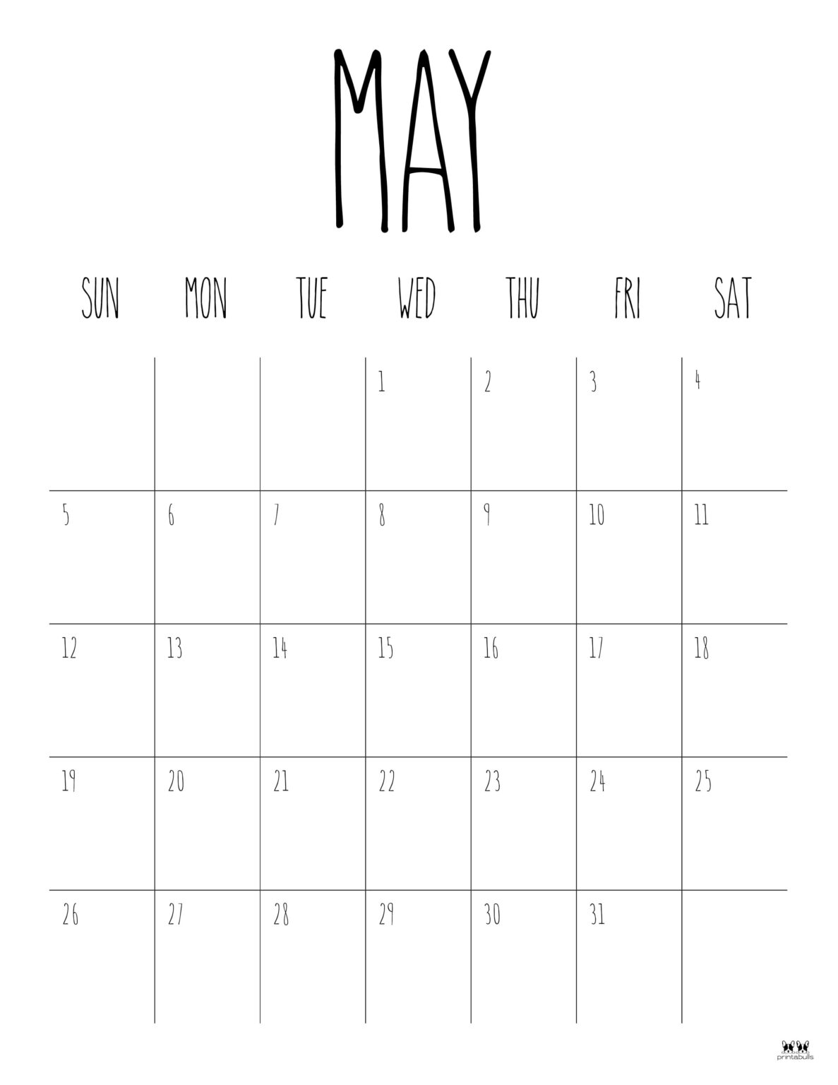 May 2024 Calendars - 50 FREE Printables | Printabulls